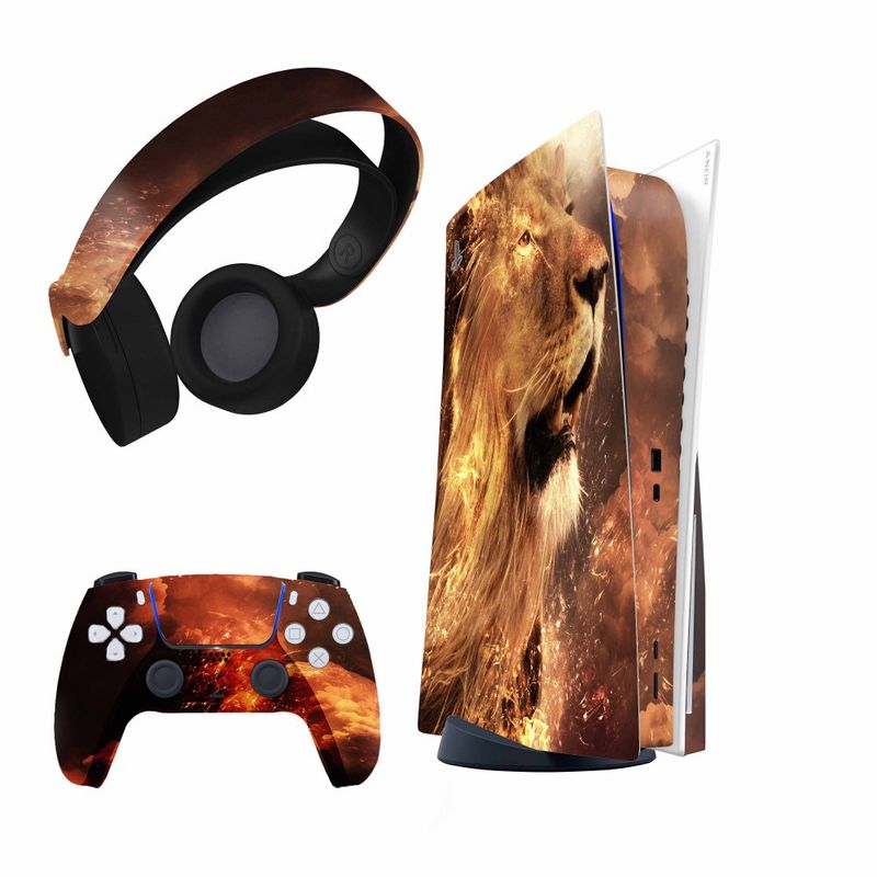 برچسب کنسول و دسته بازی و هدفون ps5 هاماگراف مدل fire lion
